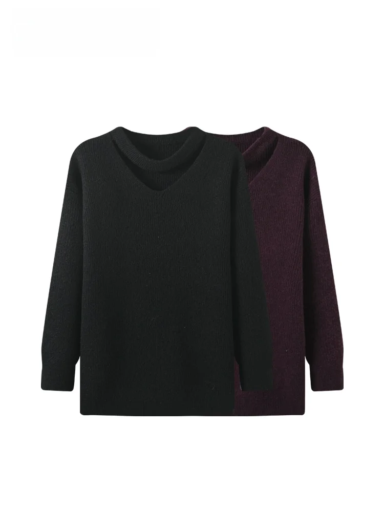 

Cara CLUB plus Size V-Ne Long Sve Knitwear Women's Loose Sle Autumn Faion Slimming Design Casual Top for plus Size G...