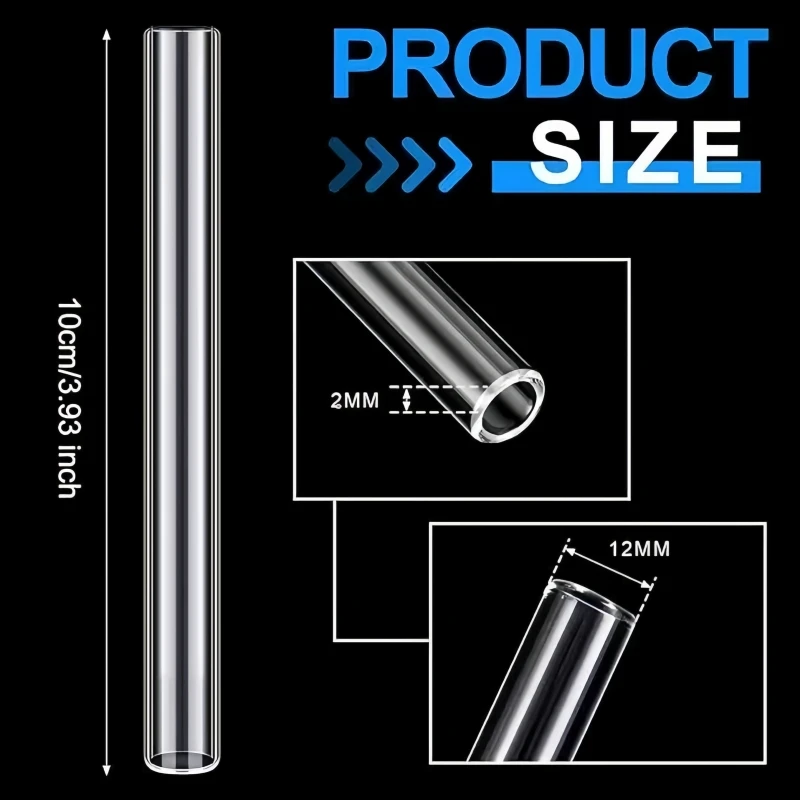10pcs 4-Inch Reusable High Borosilicate Clear Glass Straws,Industrial Blowing Tubes for Art Craft Glass Pipes,Heat-Resistant view 4