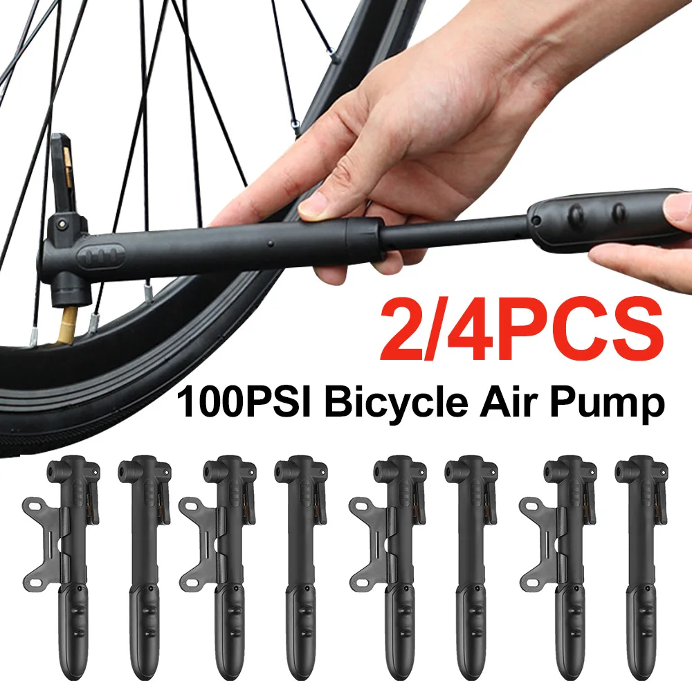 100PSI Hand Tire Air Inflator AV/FV Portable Bicycle Pump Non-slip Grip Lightweight Tire Inflator with Bracket for MTB Road Bike