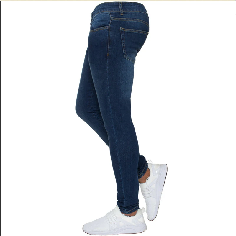 New Men\'s Stretch Skinny Jeans Fashion Elastic Cotton Slim Denim Pants Male Plus Size Pencil Pants Pure Color Casual Trousers