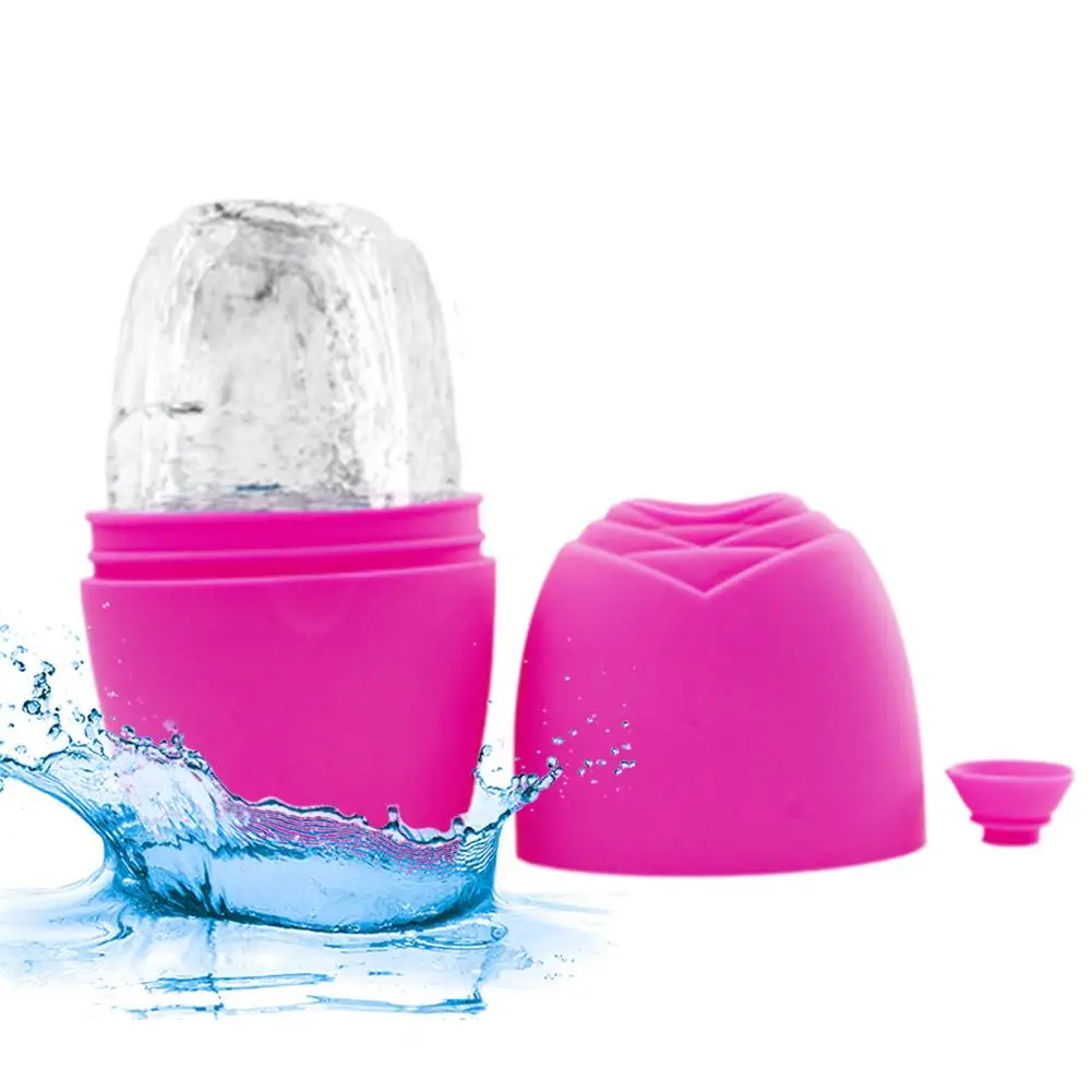 ローズアイスローラーマッサージスキンケアリフティング輪郭ツール、パフデパフシリコンキューブアイストレイボールバッグアイアイス、d4p9