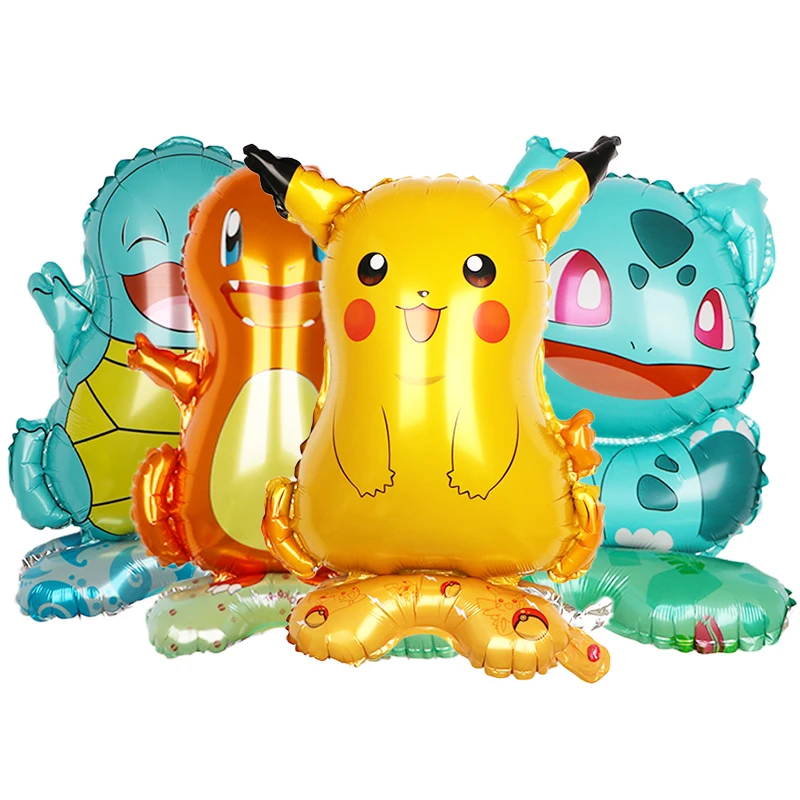 Children's Birthday Gift Pokemon Genie Standing Aluminum Film Balloon Pikachu Small Fire Dragon Geni Turtle 3D Decor Balloon