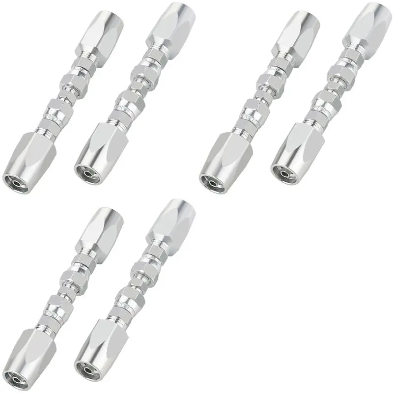 

A41I 6Pcs Hydraulic Hose Repair Kit, Reusable, 2-Wire Reusable Hydraulic Repair Fitting 1/4Inch