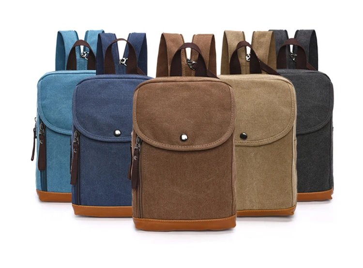 Men's Canvas Mini Backpack Men Women Double Shoulder Sling Crossbody backpacks Bag Mochila Брезентовый рюкзак Sac à dos homme 가방 - view 6