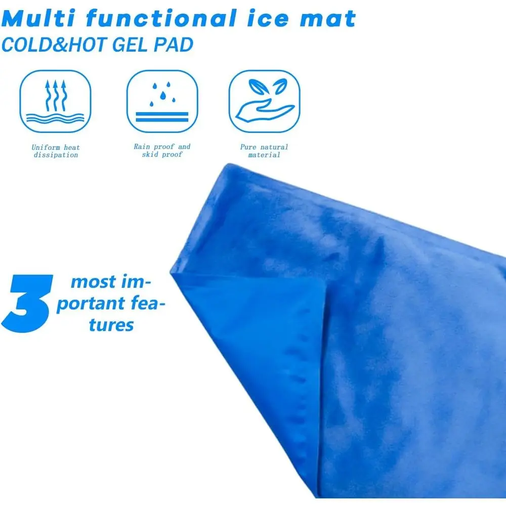 Chilled Pad for Relief from Cold Injuries, Night Sweats, Migraines, Fevers, and Hot Flashes - Reusable Blue