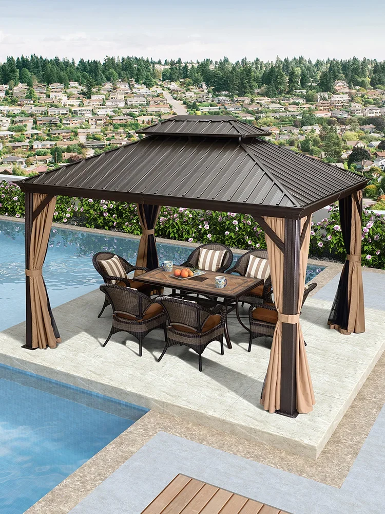 Custom Pavilion Outdoor Gazebo Aluminum Alloy Court Tent Villa Garden Terrace Canopy Outdoor Awning