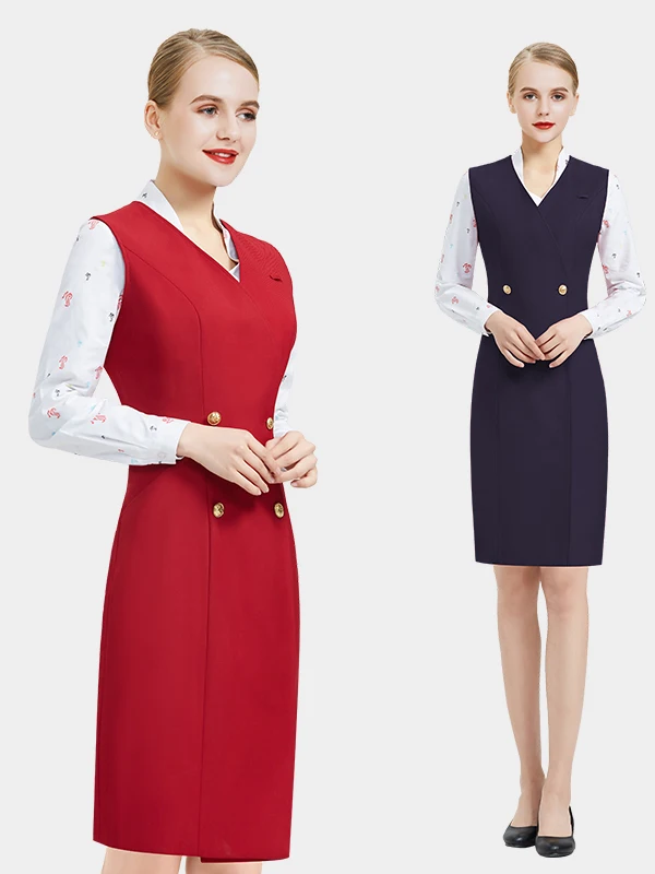 

Professional Suit Vest Dress Summer Beauty Therapist Front Desk Hotel Service Uniform Women's Fashion Workwear Polyester Shor...