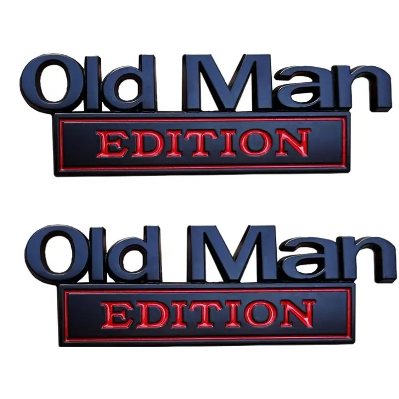 

2PCS 3D Metal Old Man Edition Emblem Badge,Fit for Car/Truck/SUV/Motorcycle, Waterproof & Rustproof Adhesive(Black Red)