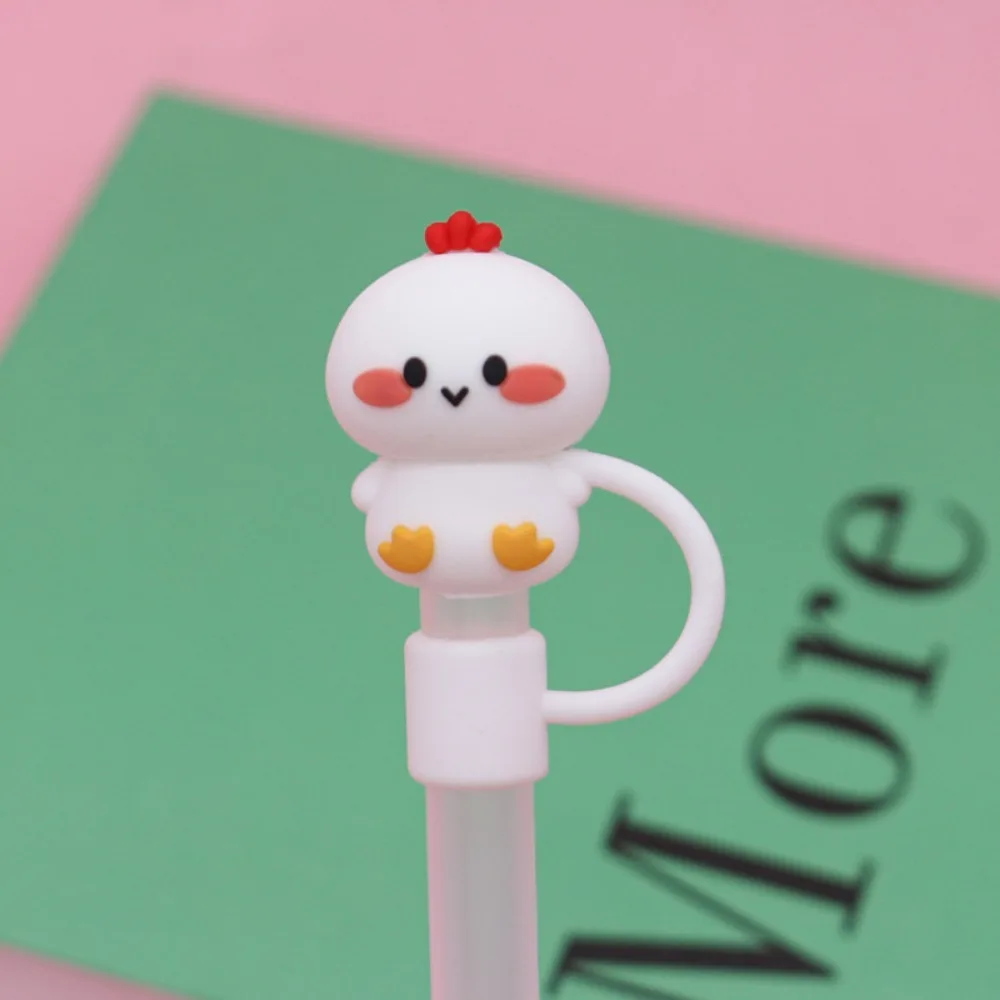 Cartoon 10mm Animal Shape Straw Topper Silicone Dust-Proof Straw Cover Reusable 3D Straw Tips Drinking