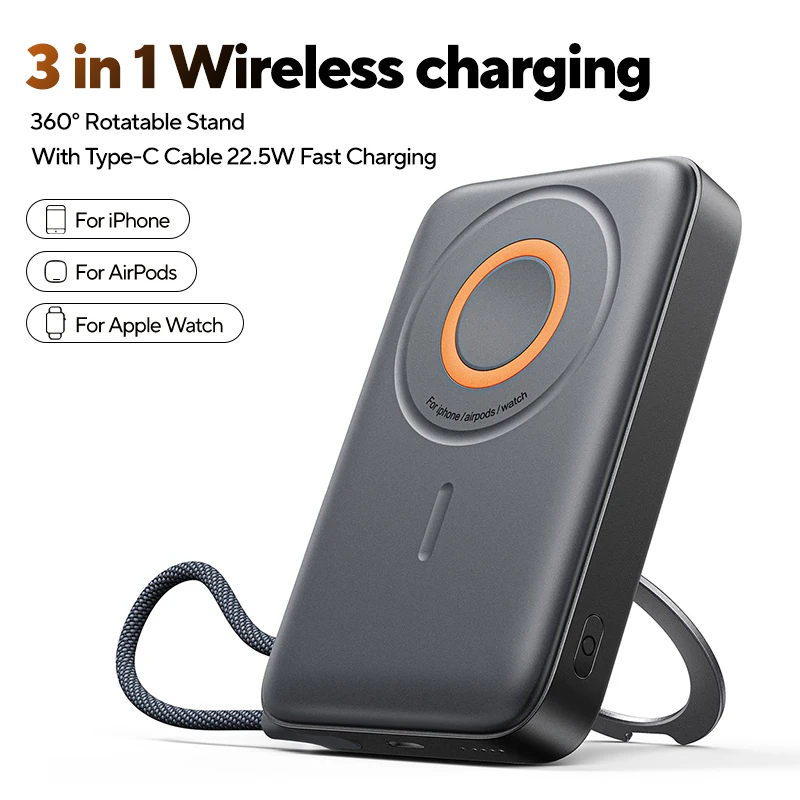 3 in 1 magnetische powerbank 22,5 W snel opladen powerbank 10000 mAh draadloze draagbare oplader voor iPhone 12-16 voor AirPods horloge