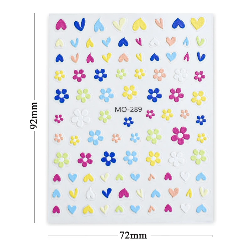 Ribbon Bowknot 3D Sticker Charms Nail Art Colored Flowers Nail Sticker Pink Blossom Nail Art Decals Sliders DIY Decorate