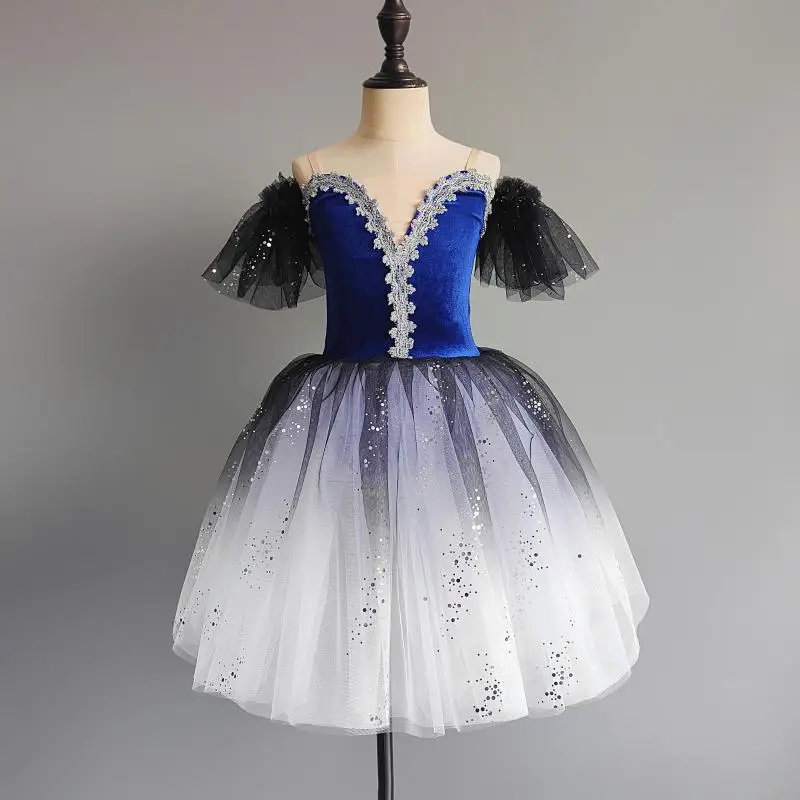 Vestito da balletto per bambini vestito da ballo Tutu romantico verde reale per ragazze bambini body Ballerina gruppo Performance balletto Wear