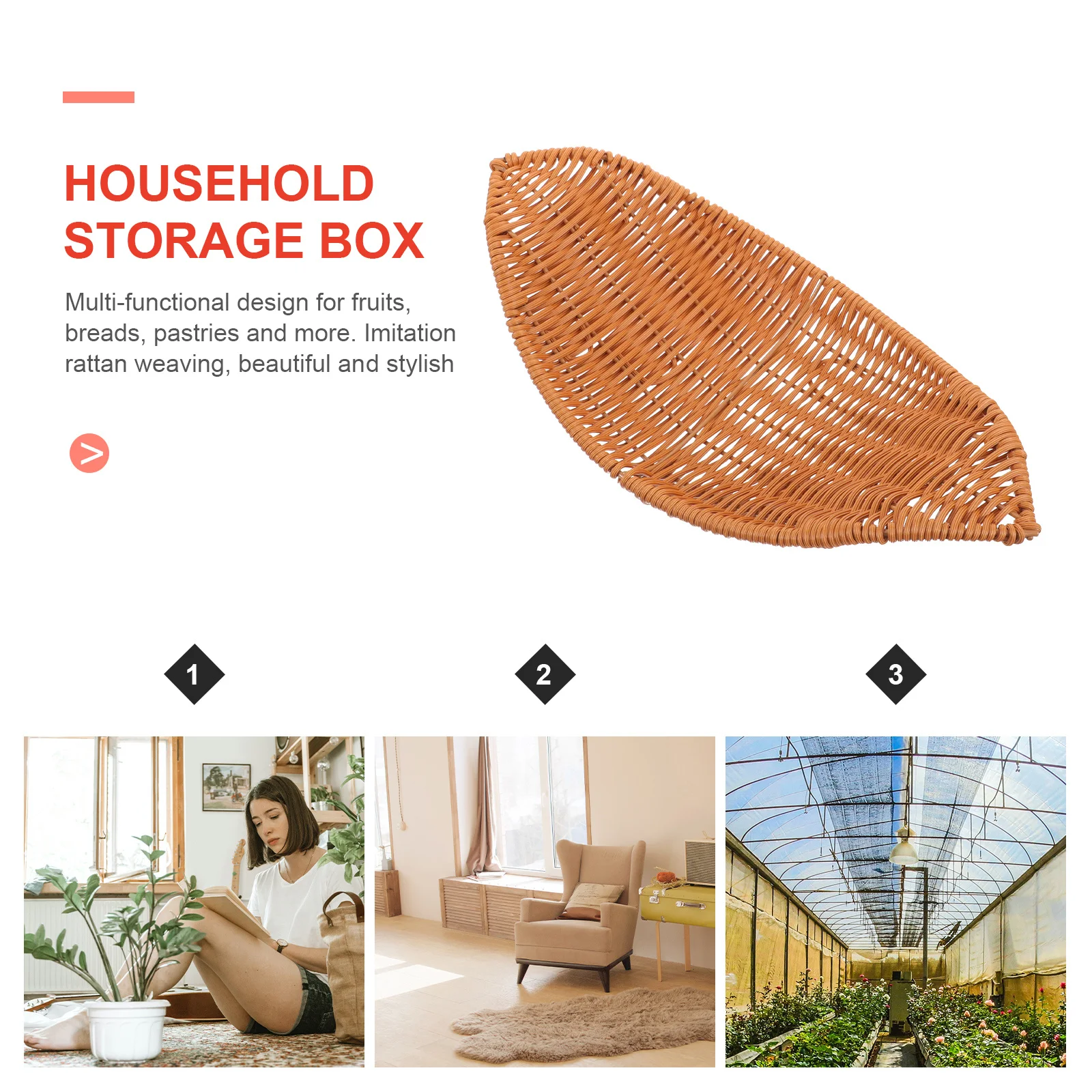 

Small Fruit Basket Imitation Rattan Woven Storage Basket Multi-Functional Kitchen Bathroom Organizer Decorative Sundries Holder