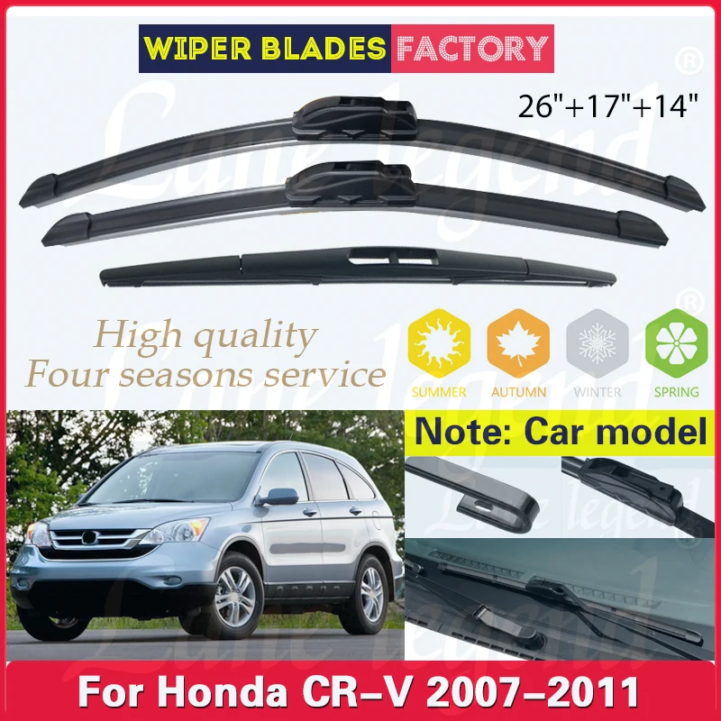 

For Honda CRV CR-V 2007 2008 2009 2010 2011 3rd Generation Car Front Rear Wiper Blades Soft Rubber Windscreen Auto Windshield