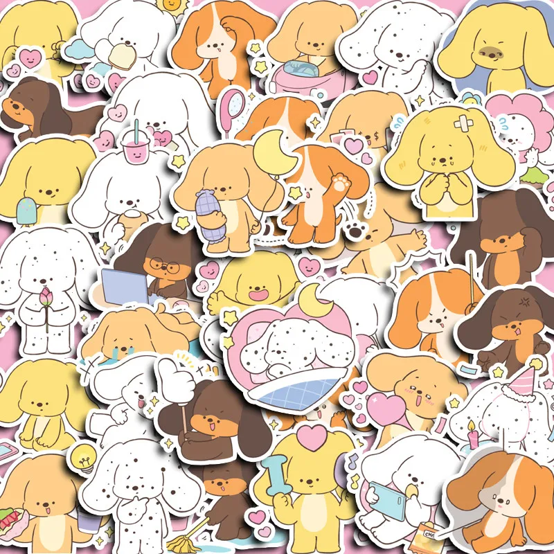 40 Stück niedliche Welpen-Cartoon-Aufkleber – tägliche Szene, Emoji-Aufkleber für Tagebücher und Wasserflaschen-Dekoration, RecordingYourLife Store
