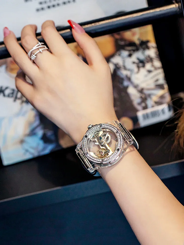 

Mechanical watch women's hollow transparent watch women