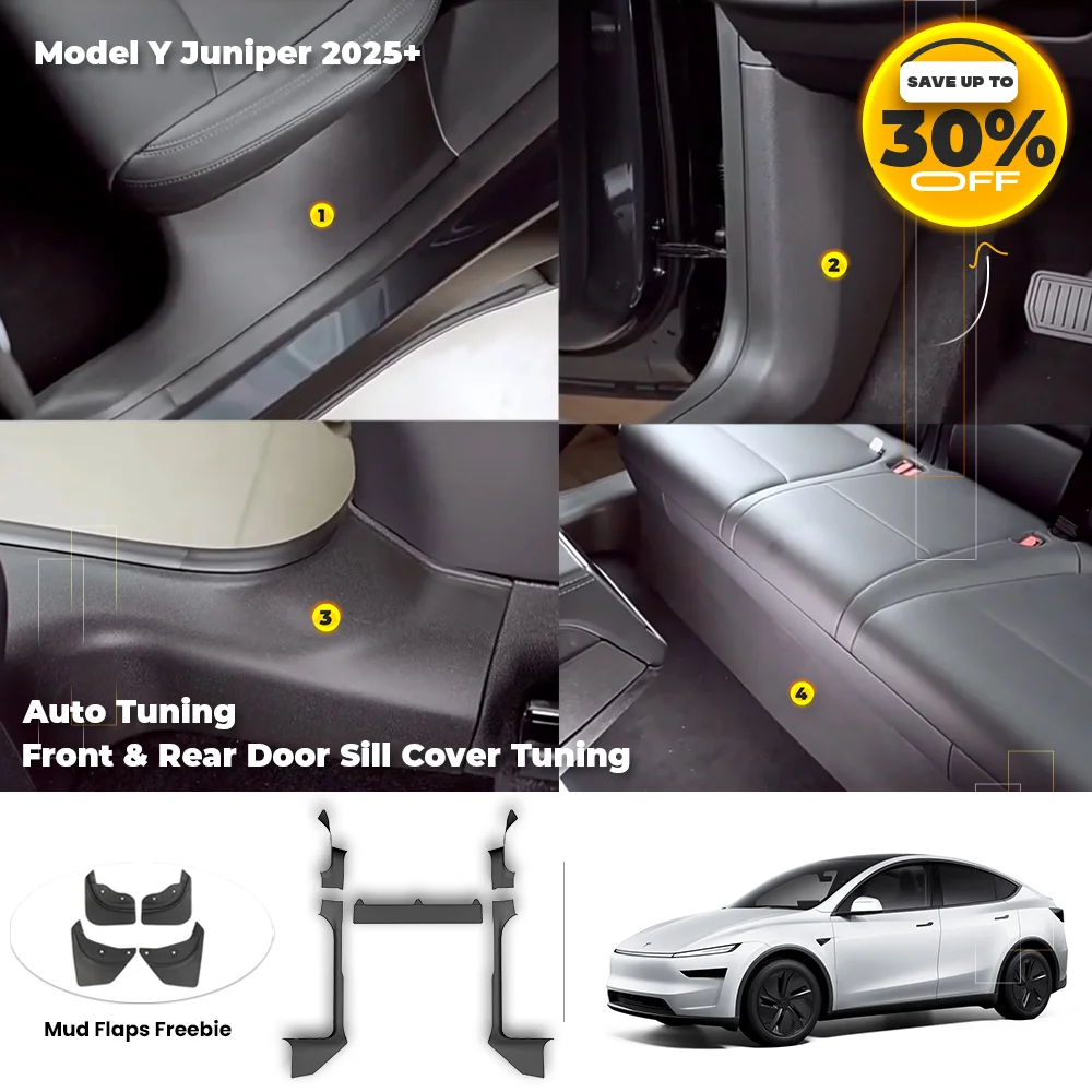 

TPE Door Sill Protector Cover For Tesla Model Y Juniper 2025+ - 5Pcs Set Front Rear Anti-Kick Pad Easy Install Interior Tuning