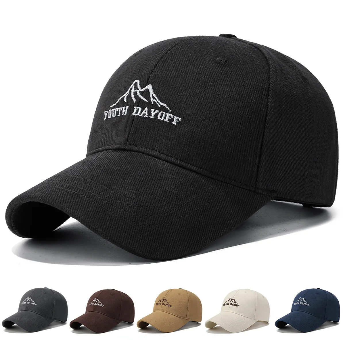 Four-Season Twill Cotton Embroidered Peak Baseball Cap, Fash