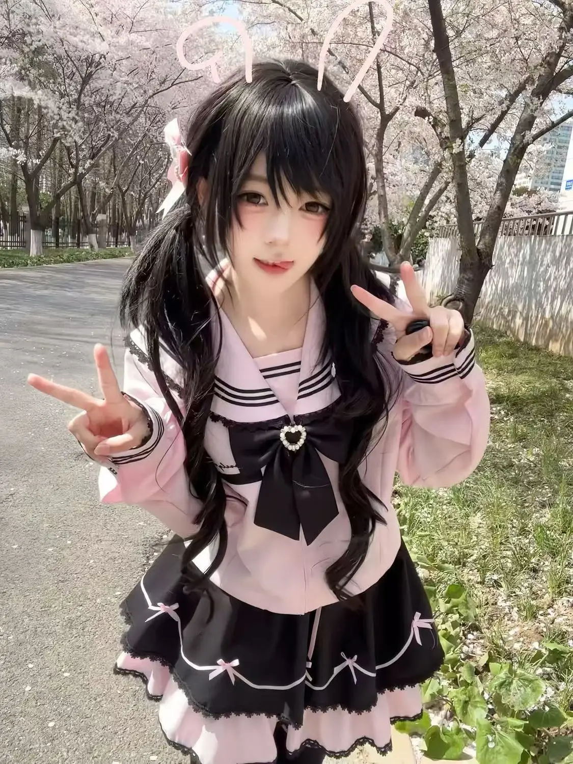 MAGOGO Original Lolita Y2k Jk Uniform Set Cute Pink Black Shirt Skirt Sets Japanese Sweet Student School Uniform