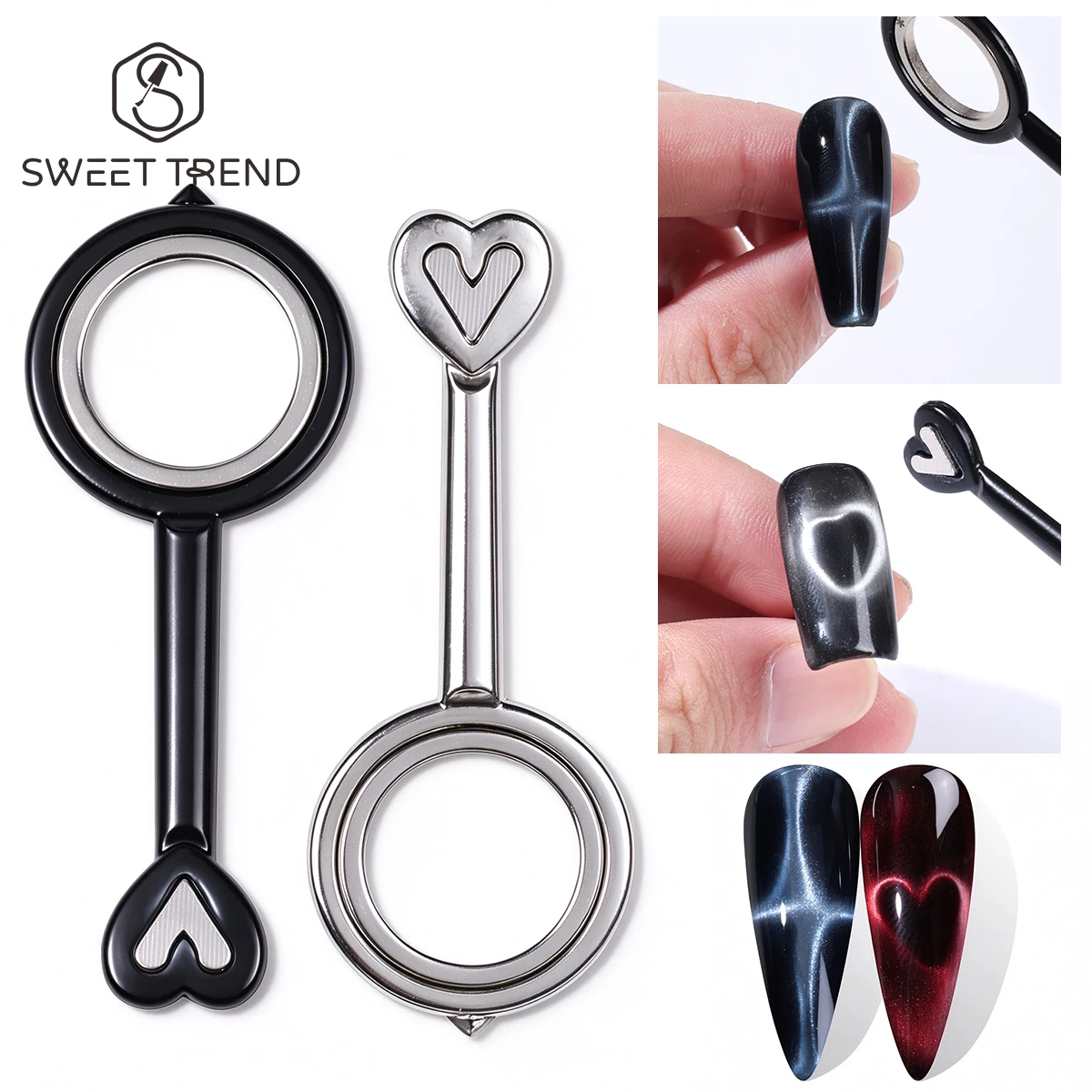 Hole Shape Double-Headed Nail Cat Eye Magnet Stick Create Lightning Heart Image Magnetic Gel Polish Movable Manicure Decor Tools