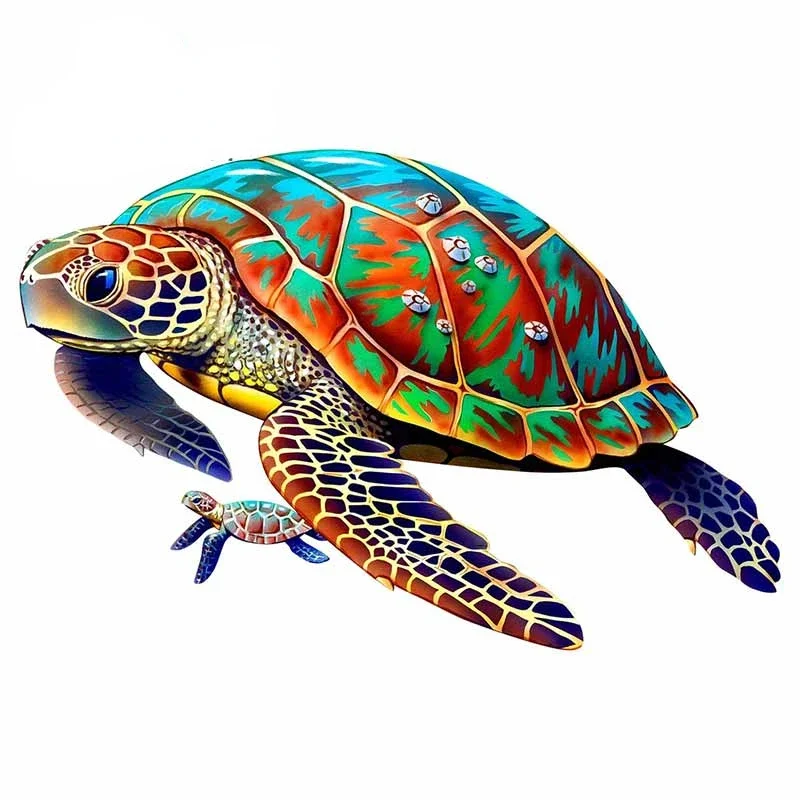 Newly Designed Turtle Cartoon Animated Car Stickers Scratch Decorative Scratch Resistant Decal Suitable for All Models, 13cm