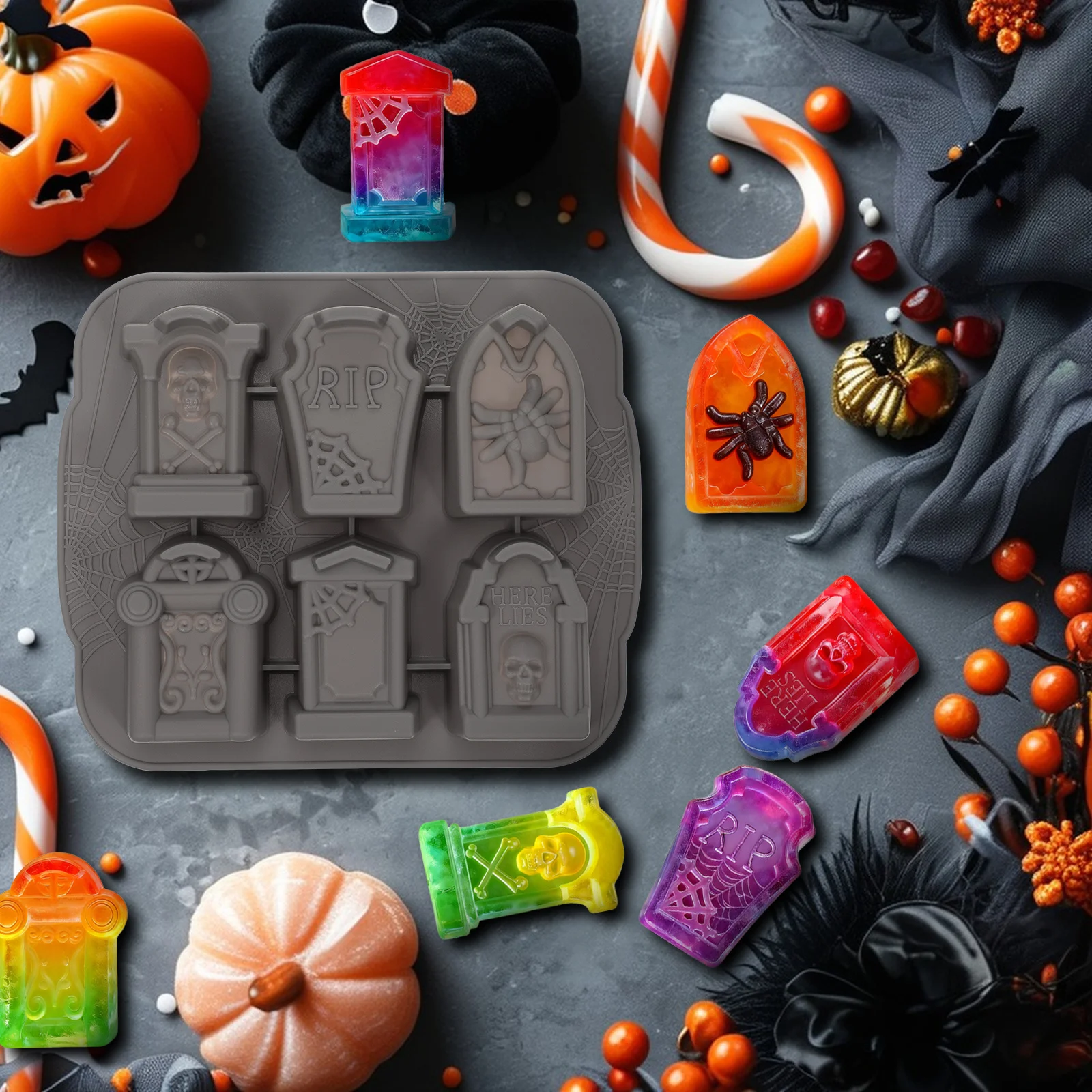 

Хэллоуин Надгробие Силиконовая форма для льда Серый Премиум Антипригарный поднос для кубиков льда Виски Коктейльный бар Аксессуар для вечеринки