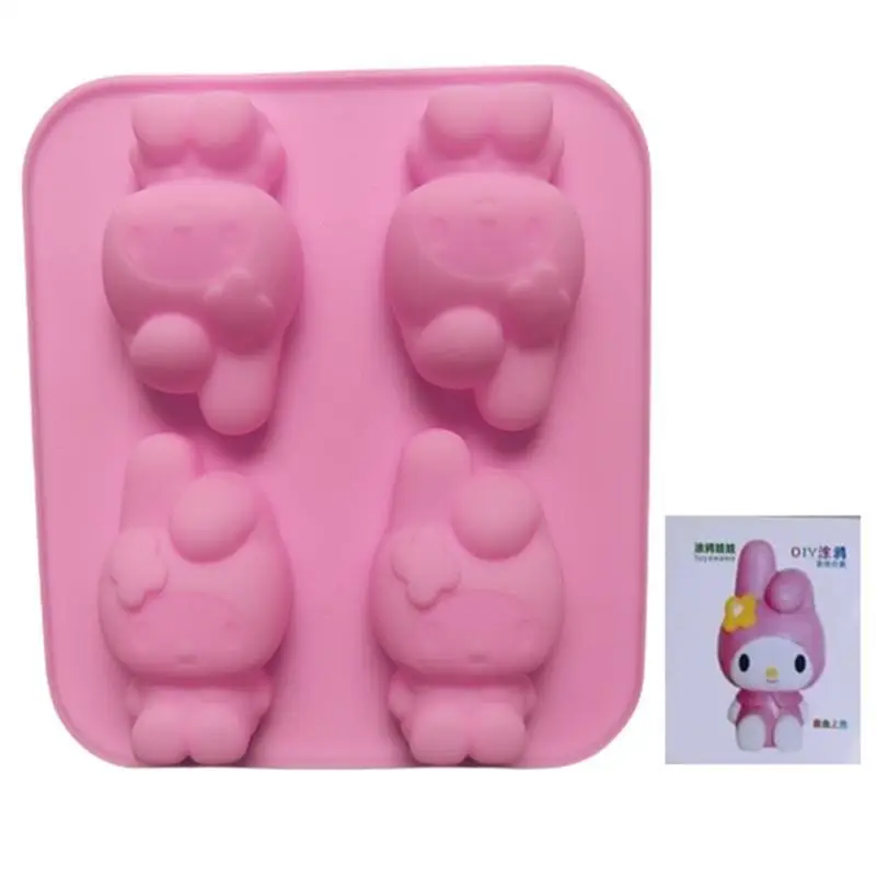 Diy Sanrio Kuromi Cinnamoroll My Melody Summer Ice Chocolate Food Grade Silicone Mold Cake Baking Plaster Doll Grinding Tool