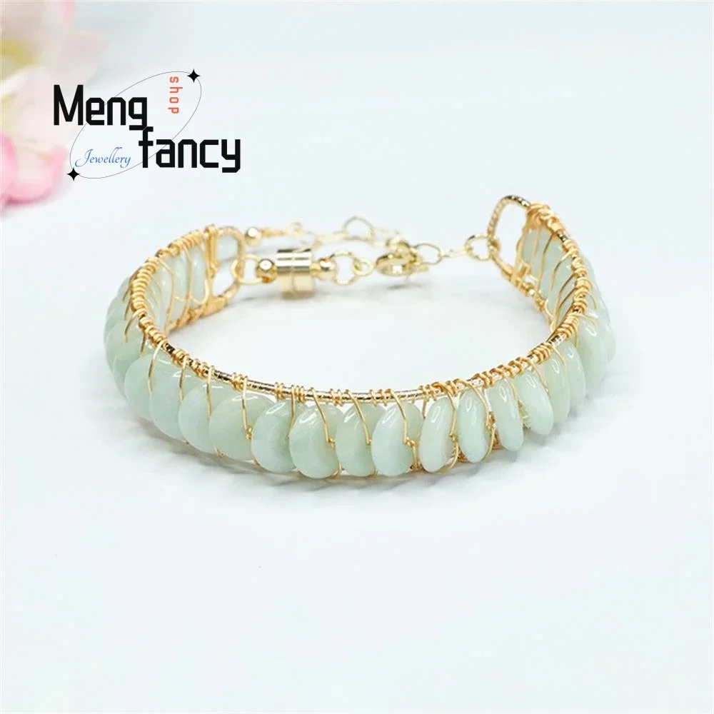 

Natural Jadeite Peace Buckle Light Jade Bracelet Exquisite Elegant Simple High-grade Couple Luxury Fashion Jewelry Holiday Gifts