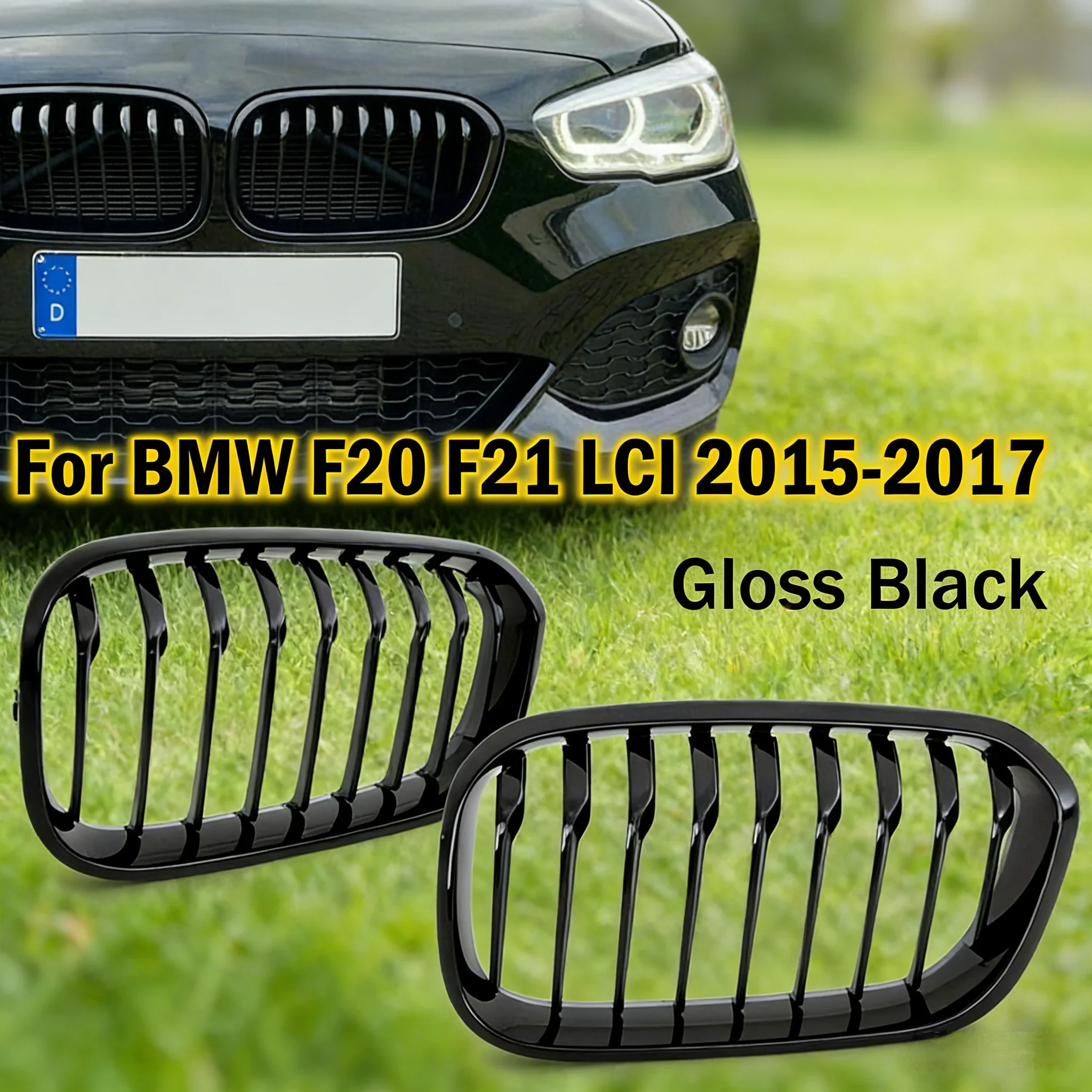 For BMW 1 Series F20 F21 2015-2019 Facelift 2Pcs Single Line Style ABS Front Kidney Grill 51137371685 Auto Spare Part