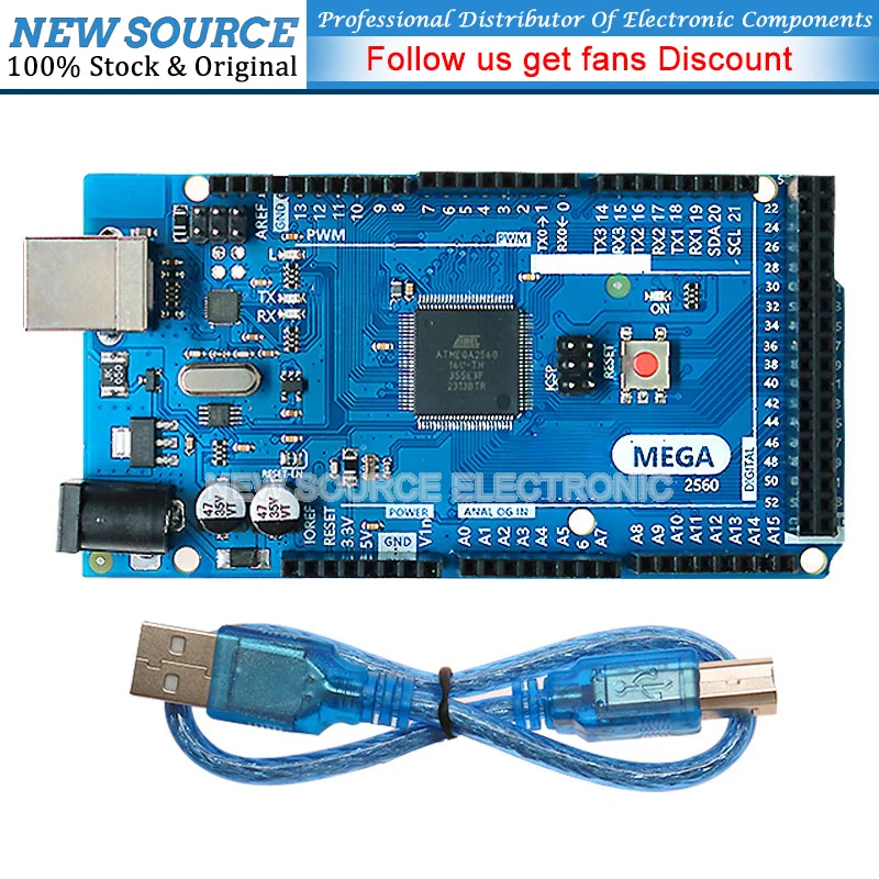 (1pcs) MEGA2560 R3 Module With USB Cable ATmega2560-16AU CH340G AVR USB Board Development Board For Arduino