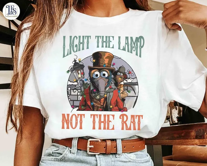 

Muppet Christmas Carol Gonzo Rizzo Light The Lamp Not The Rat Shirt Very Merry Xmas Party Tee Disneyland Holiday Trip Gift