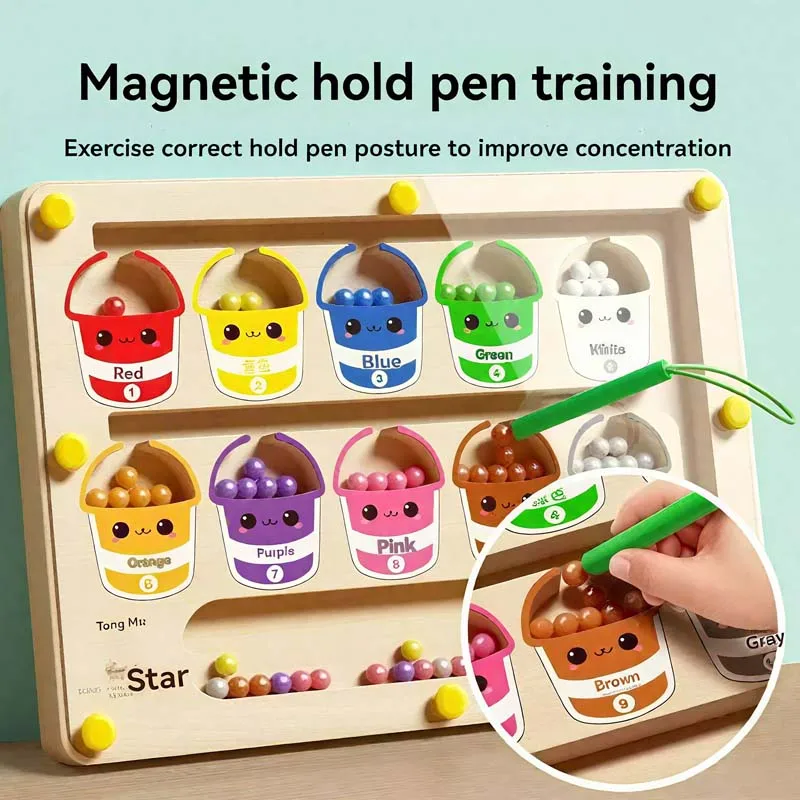 Magnetic Maze Ball Toy Focus Logic Training Game For 3-4 Year Olds Early Learning Educational Puzzle For Toddler Concentration