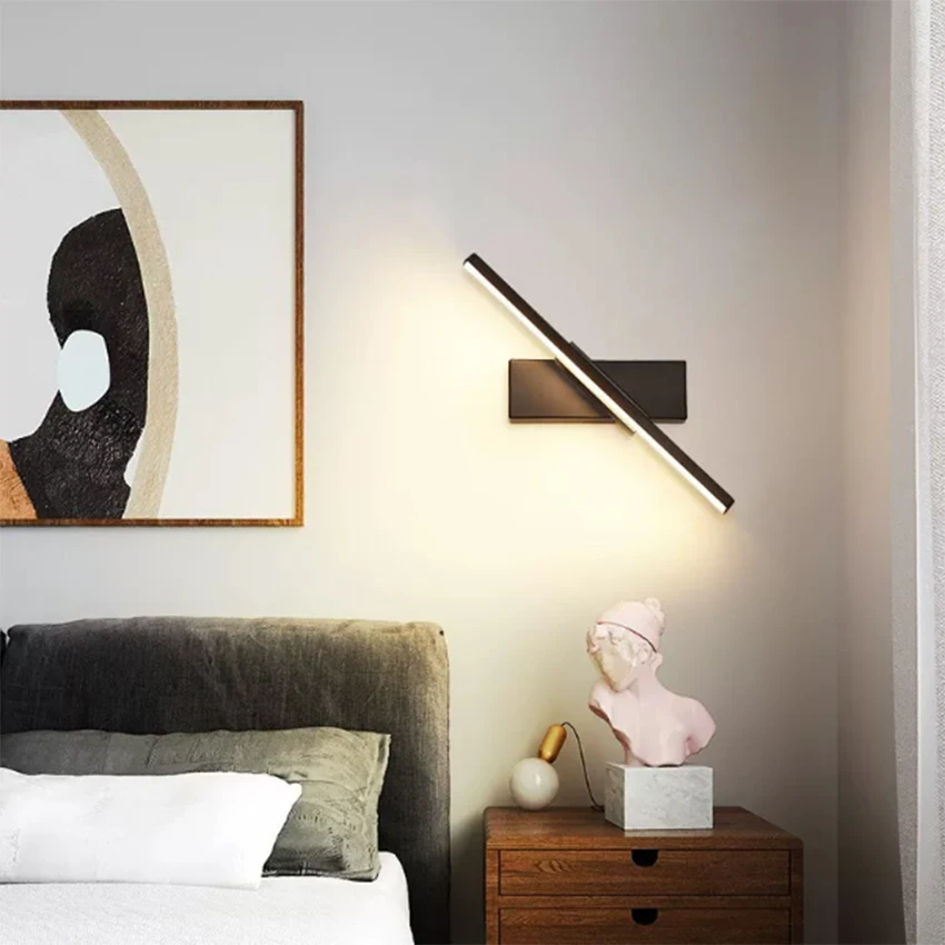 Simple 360-degree aluminum rotating adjustable bedroom lighting wall lamp suitable for bedroom living room background wall decor