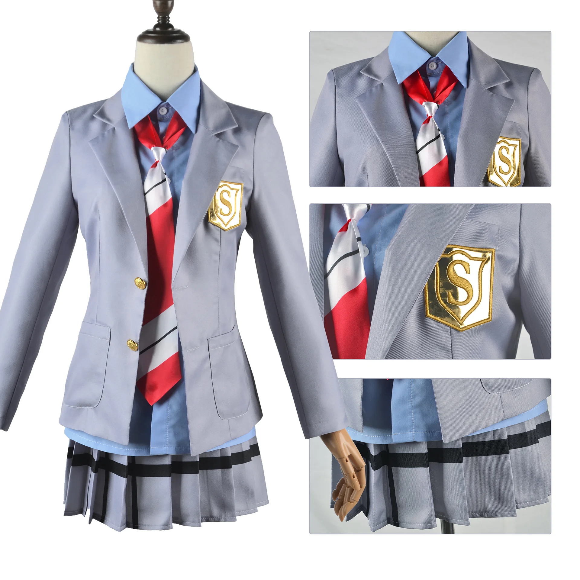 Twój żart na prima aprilis Miyazono Kaori Cosplay kostiumy Arima Kousei peruki syntetyczne spodnie płaszcz kurtka spódnica mundurek szkolny mężczyźni dziewczęta