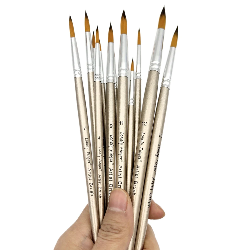 12Pcs Professional Paint Brushes Set Round Pointed Tip Nylon Hair Artist Brush for Acrylic Watercolor Oil Painting Body Paint