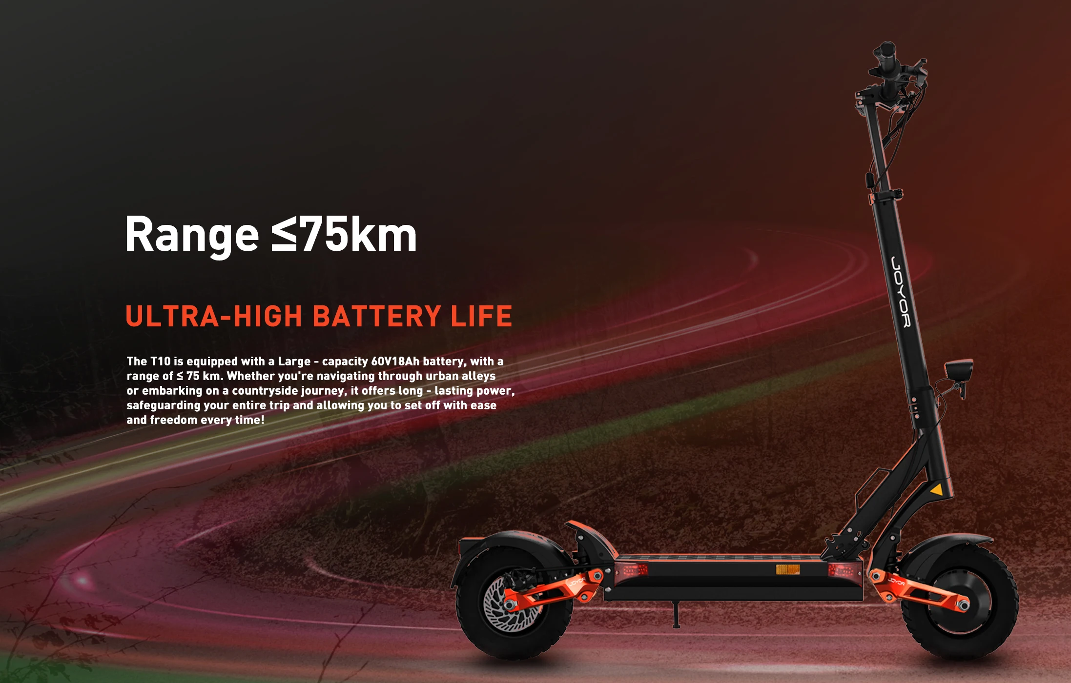 JOYOR T10 Elektroroller für Erwachsene, 60V18AH Akku, Offroad-E-Scooter, 10-Zoll-Offroad-Reifen, faltbarer E-Scooter – Detail 6
