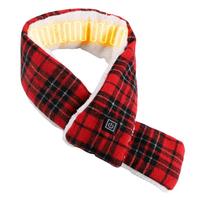 USB Electric Heating Scarf 3 Gear Adjustable Neck Warmer Smart Heating Neck Wrap Electric Neck Pad Red Plaid Neck Scarf 8x100cm