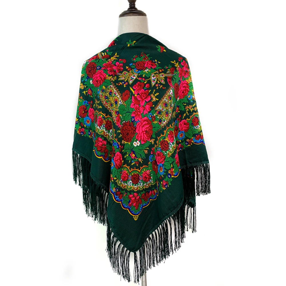 

120*120cm Russian Square Scarf Women Luxury Floral Print Bandana Scarves Handband Shawl Babushka Handkerchief Head Wraps