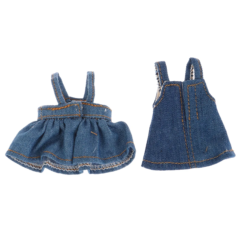 1/12 Doll Denim Suspenders Dress Dolls Clothes Accessories Mini Doll Dress Up Toys For Girls Birthday Gifts Only Clothes