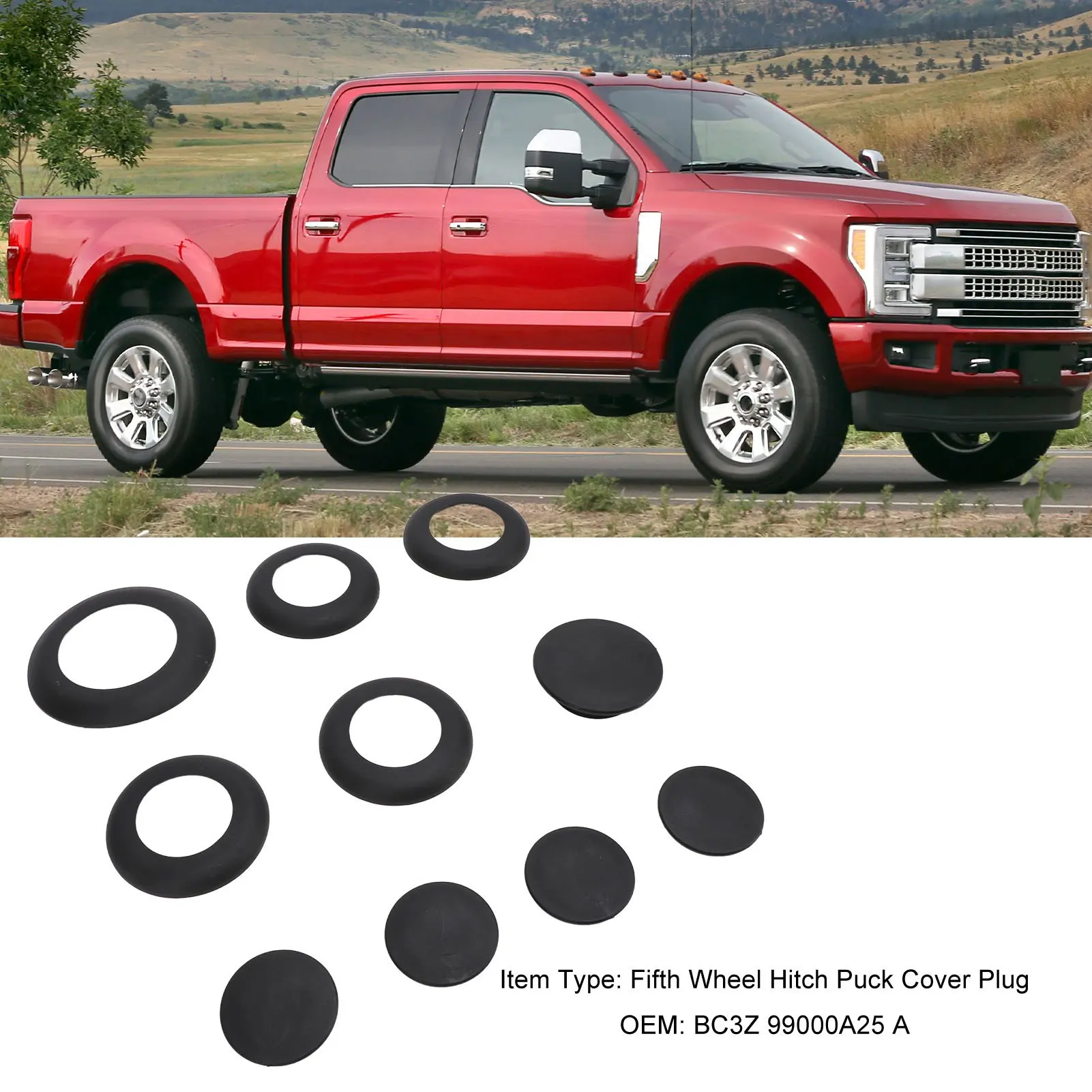 Fifth Wheel Hitch Puck Cover Plug Trim Ring Kit BC3Z 99000A25 A for F‑450 F‑550 Super Duty 2011‑2022