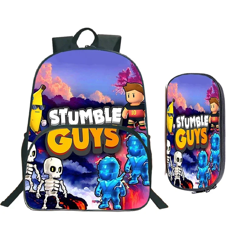 3D Stumble Guys Backpack Pencil Bag Boys School Bags Girls Bookbag Kids Rucksack Casual Travel Bag Children's Backpack Gift bag