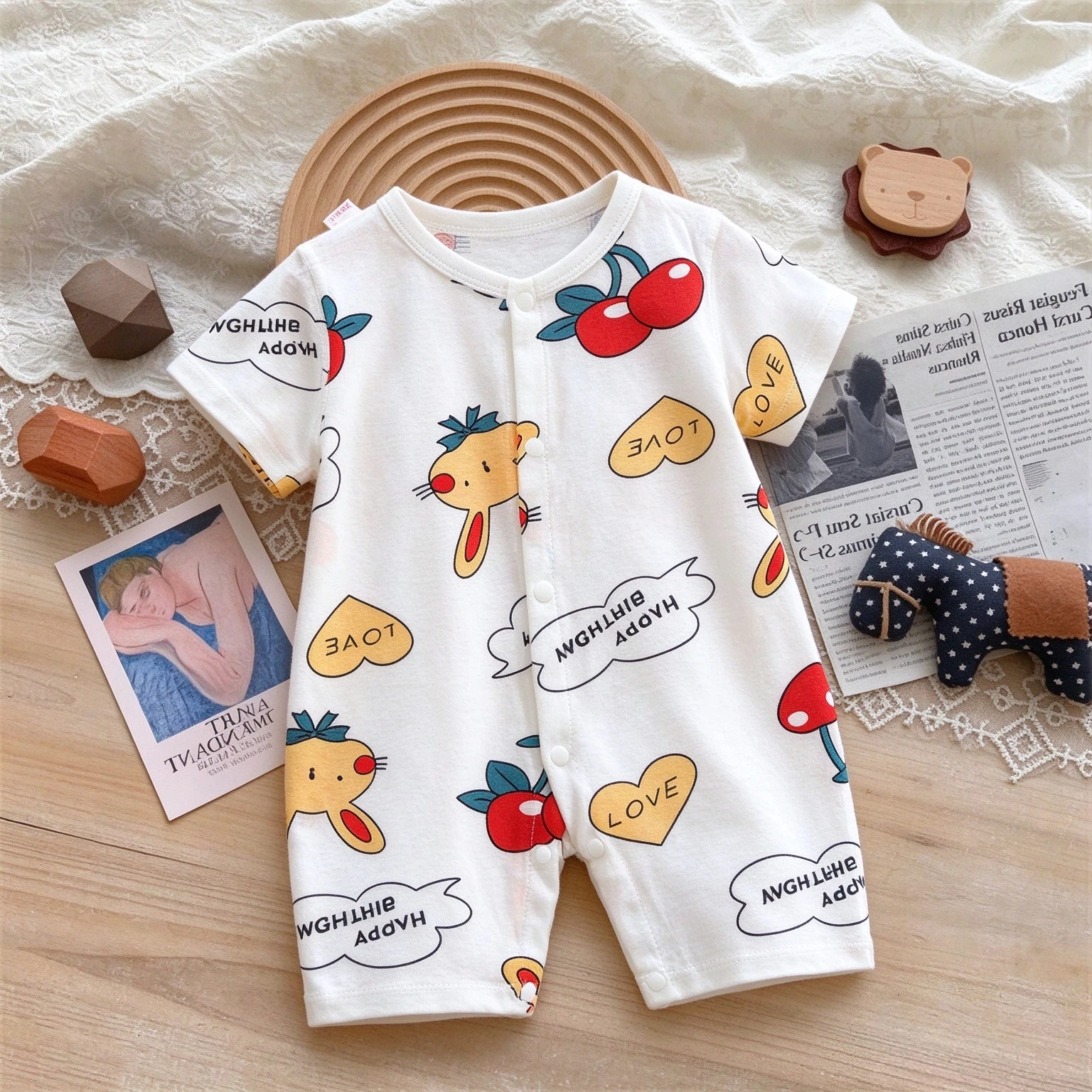 Cartoon Cute Baby Girls Jumpsuits Summer Clothes Short Sleeve One-piece Pajamas Casual Comfort Newborn Baby Clothing Romper
