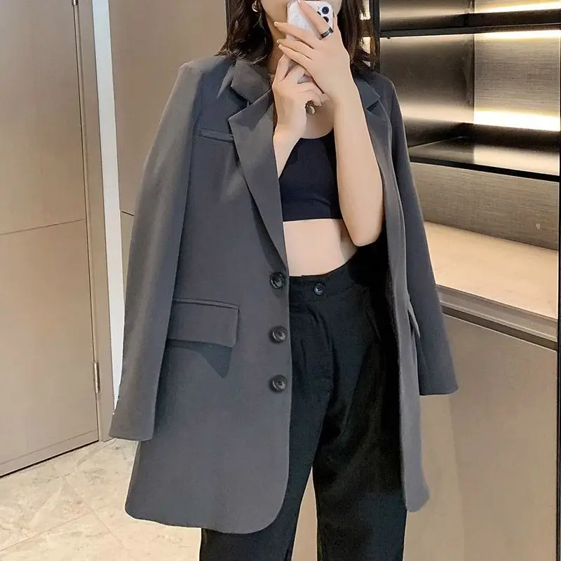 

Commute Blazer Overcoat Female Women'S Coats Hot Selling Full Harajuku Gothic Y2K Punk E Girl Back Workwear Overcoats Printed