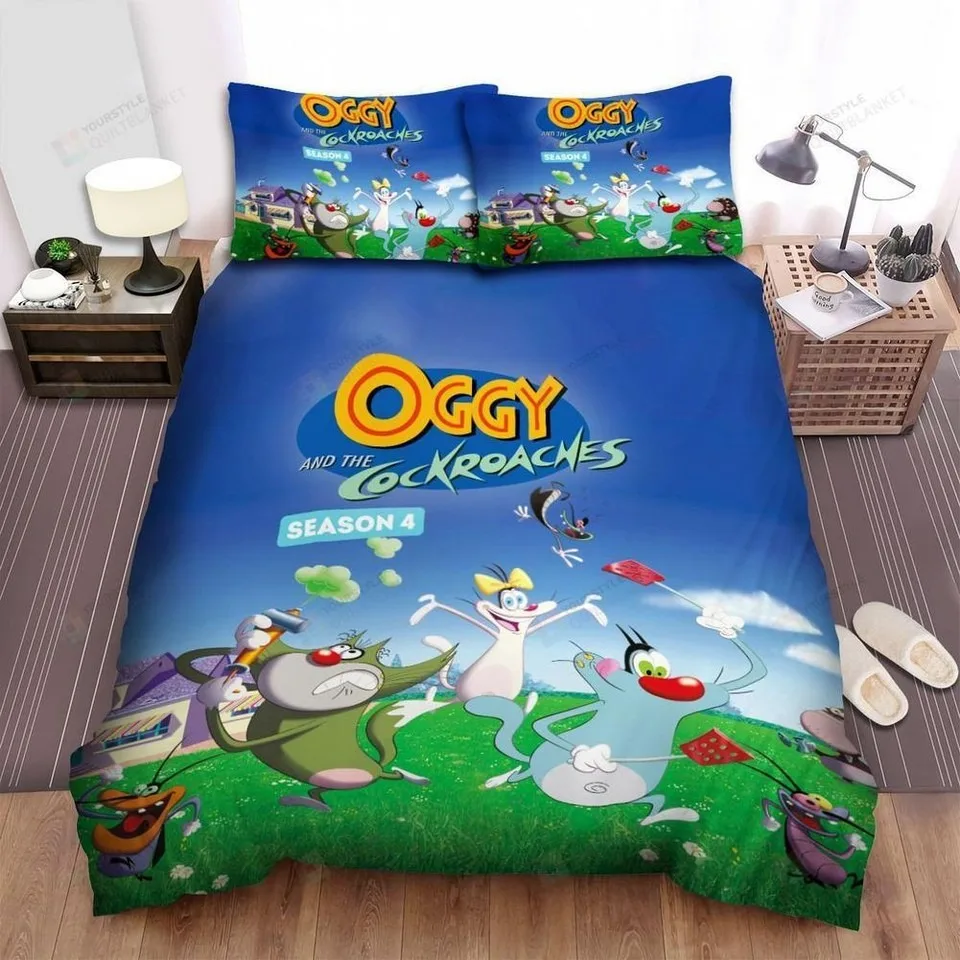 set-di-biancheria-da-letto-o-oggys-e-i-scarafaggi-composto-da-copripiumino-federe-e-set-di-cuscini-disponibile-in-taglie-per-bambini-e-adulti
