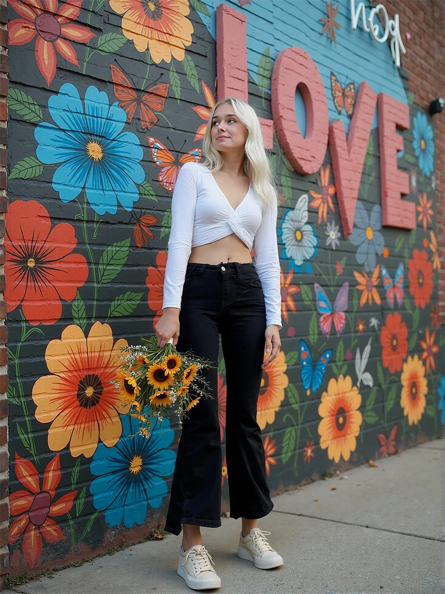 

Джинсы с расклешенным подолом и разрезом, женские облегающие расклешенные брюки Y2K, лоскутная вышивка, высокая талия, классический городской модный комфорт