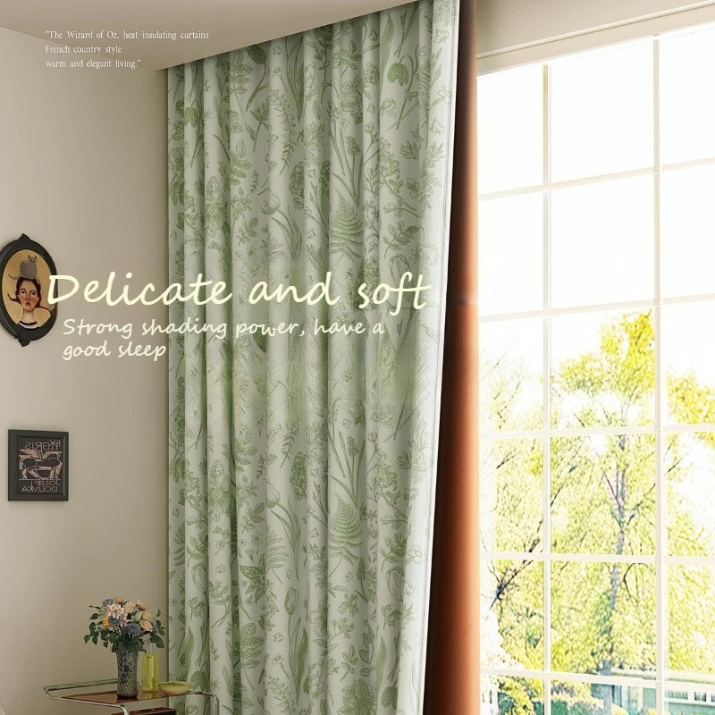European French Curtains Blackout Bedroom Premium Living Room Balcony Custom Size Fabric Chenille Thick Fabric Fashion Door