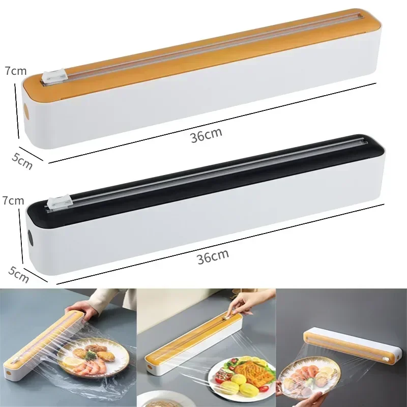 Cling Film Cutter Multifunction Tin Foil Paper Two-way Slide Cutting Box Wall Mounted Refrigerator Storage Rack Kitchen Supply