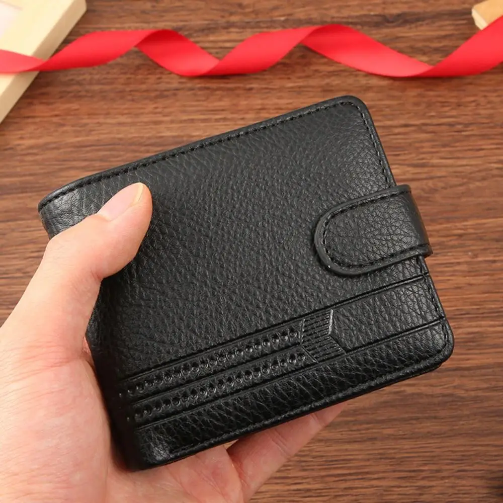 Durable PU Leather Mens Short Wallet Folding Multi-card Card Bag Money Bag Men