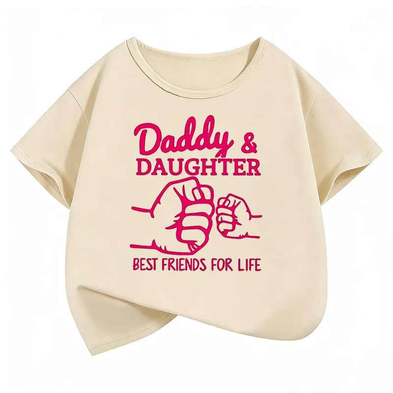 Daddys Daughter Best Friends for Life Schöne T-Shirts mit Grafik für Kinder, Kinder-T-Shirt für Mädchen, Sommer, Frühling, lässiges Top-T-Shirt