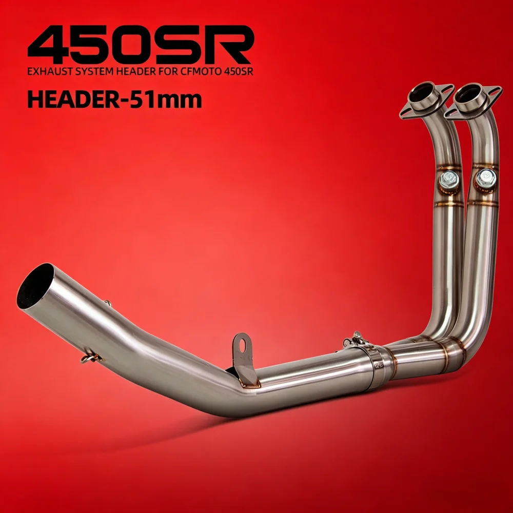 450SR exhaust header pipe For CF Moto 450SR SR450 450 SR 2022-2026 51MM Motorcycle exhaust Manifold sports racing front tube